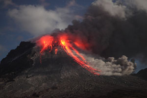 Nighttime Rockfall, Soufriere Hills Volcano